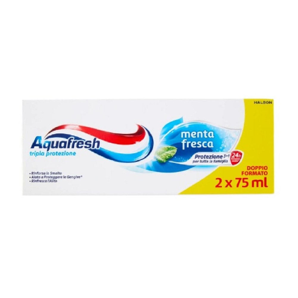 Aquafresh Dentifricio Menta Fresca 2 x 75 ml