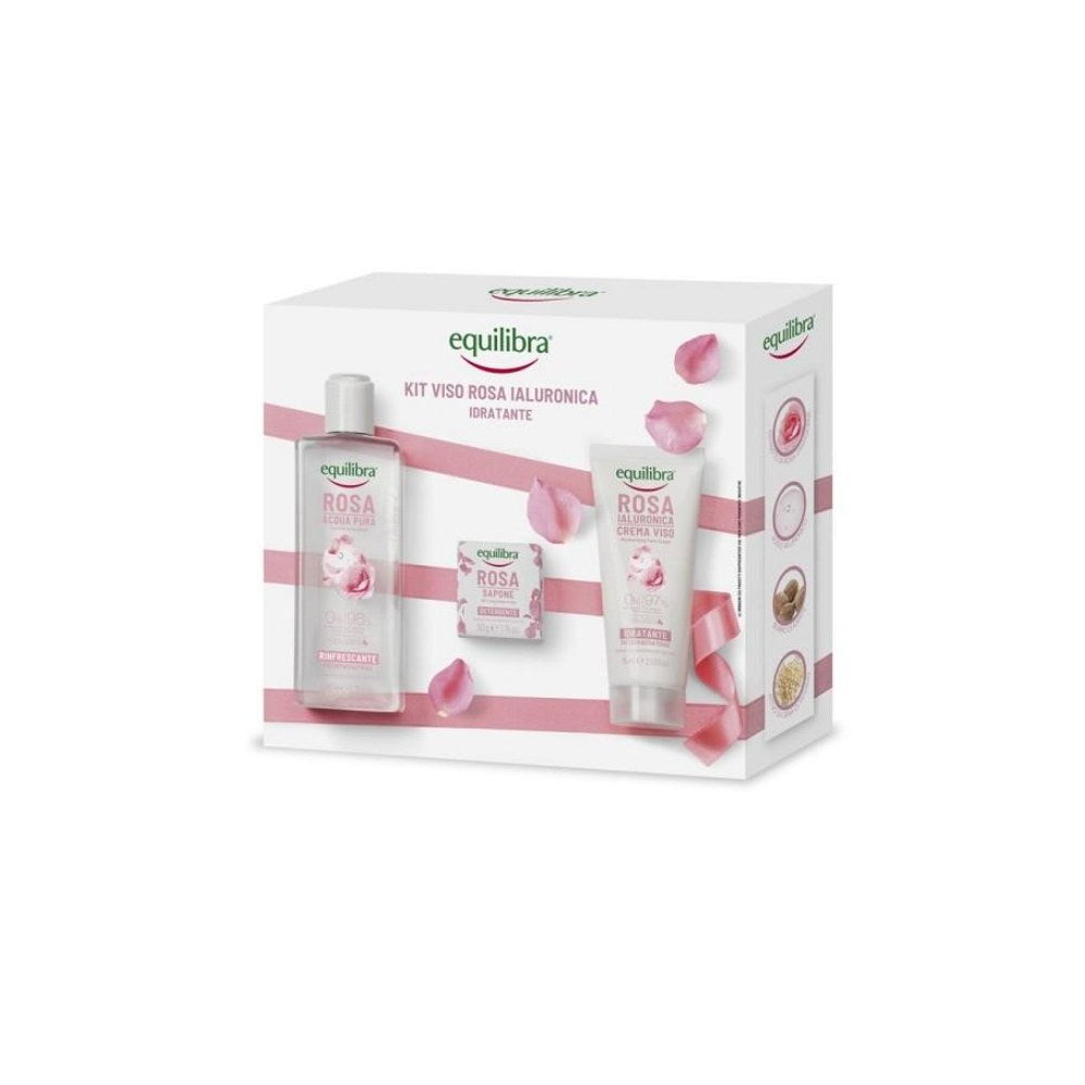 Equilibra Cofanetto Rosa Ialuronica Crema Viso + Acqua Rinfrescante + Saponetta