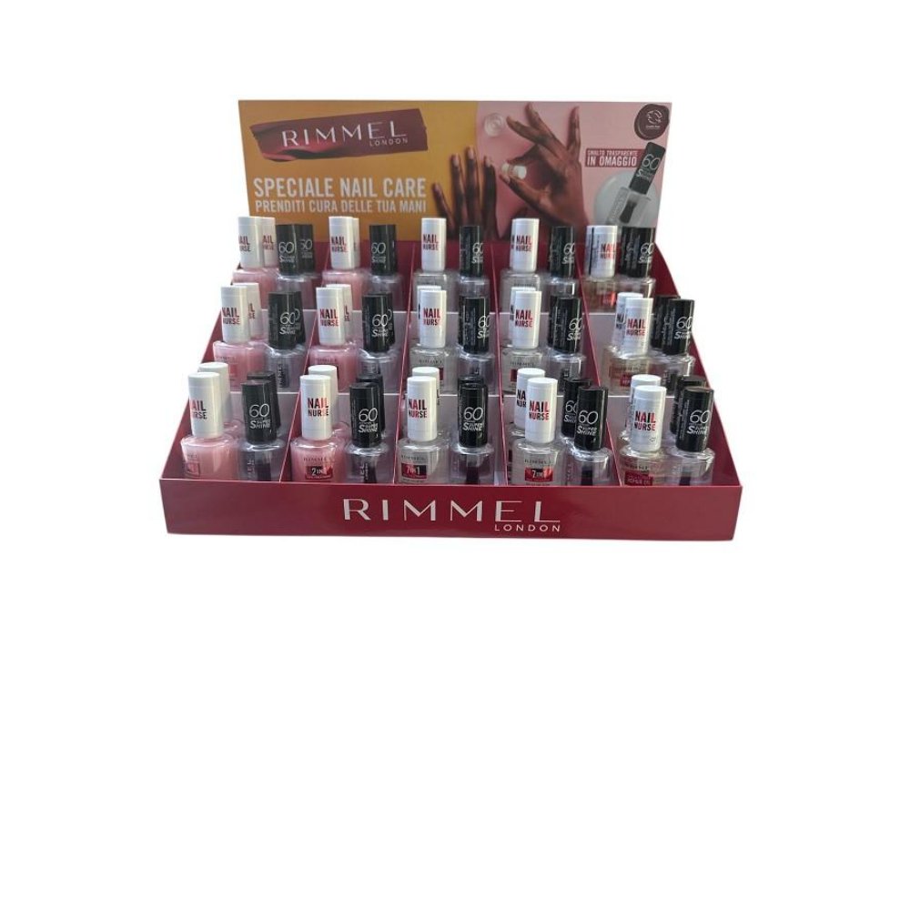 Rimmel Expo Smalto Nail Curse + Smalto Trasparente In Omaggio 30Pz