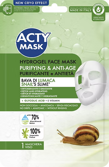 Acty Mask Hydrogel Mask Purificante alla Bava di Lumaca – Maschera Viso