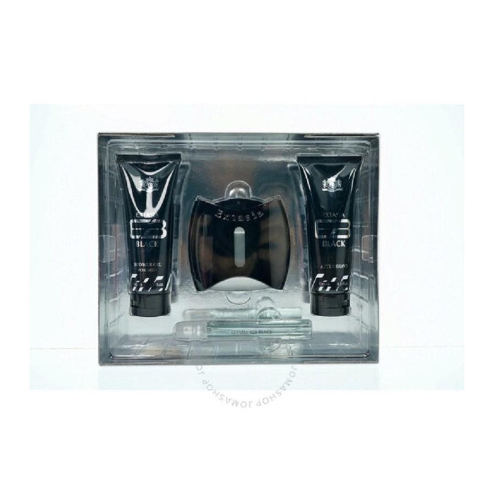 NEW Brand Extasia Black Coffret EDT 100Ml + EDT 20Ml + S/G 130Ml + A/S Balm 130Ml