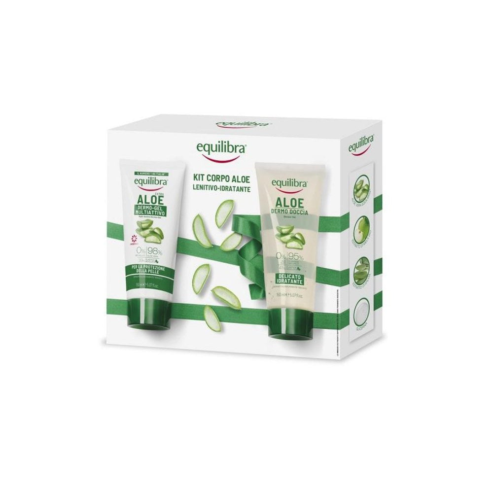 Equilibra Kit Corpo Aloe Coffret Dermo Aloe Lenitivo Shower Gel 150Ml + Body Lotion 150Ml