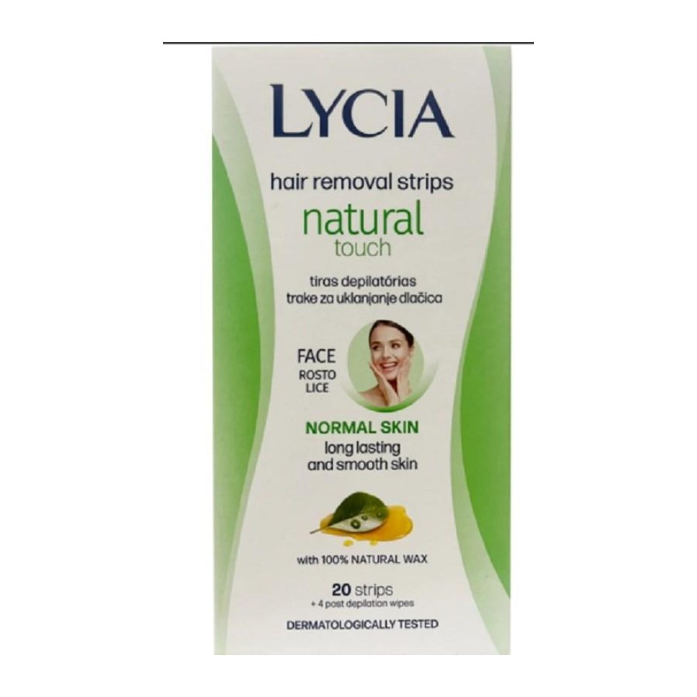 Lycia Strisce Depilatorie Viso Natural per Tutti i Tipi di Pelle 20 Pz