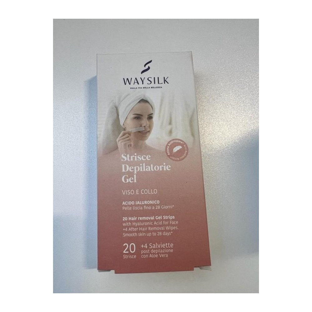 Waysilk Strisce Depilatorie Gel Viso e Collo 20 Strisce + 4 Salviette